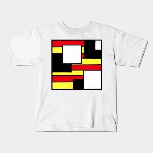 Red Yellow Geometric Abstract Acrylic Painting Kids T-Shirt